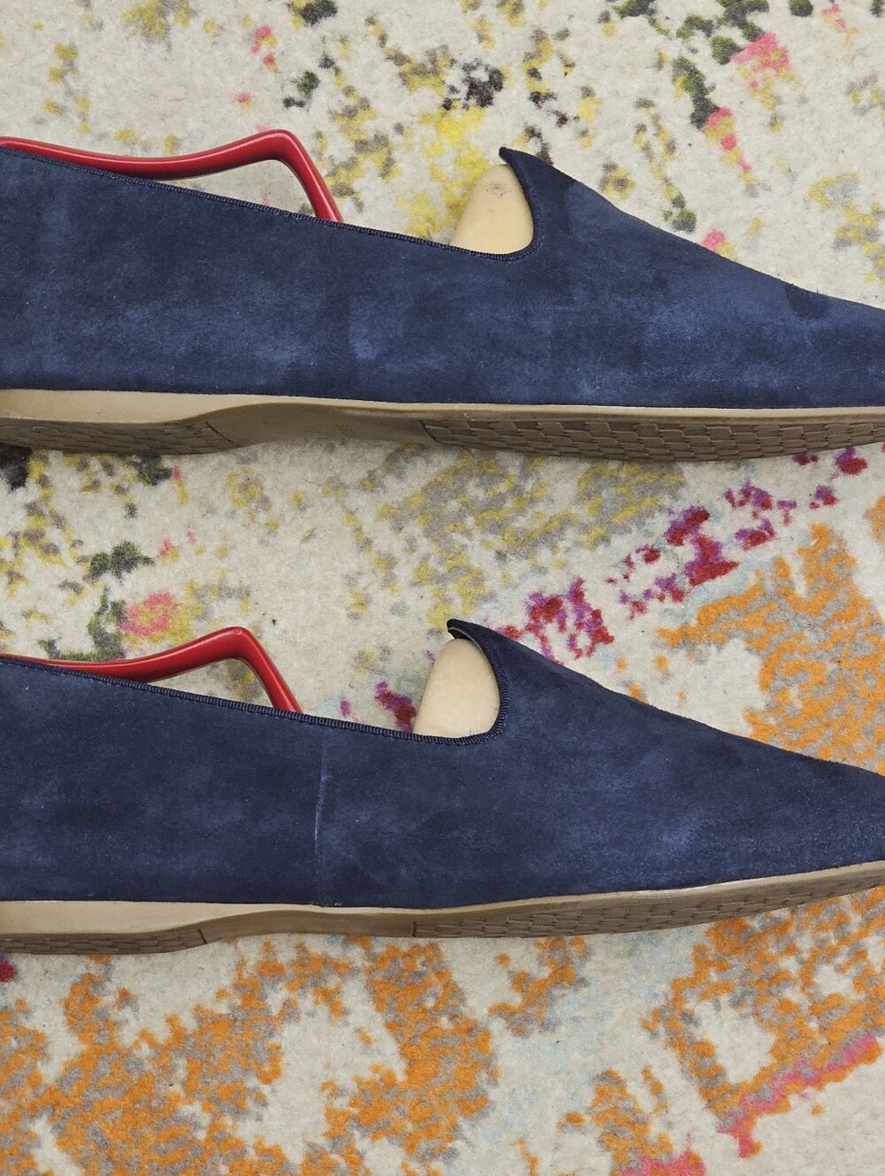 BIRDIES Heron Flat Navy Suede Womens Size 10 Loafers Smoking Shoes - Picture 7 of 12